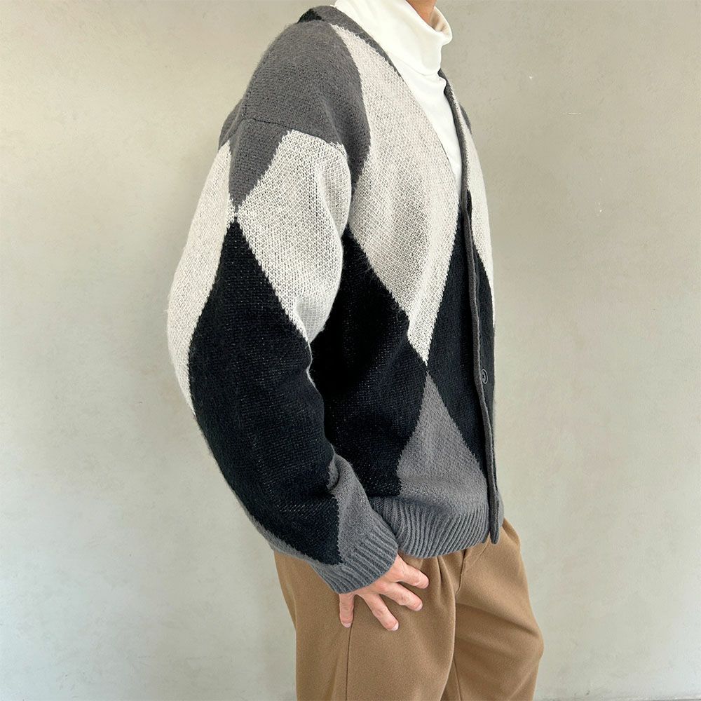 Good Crew モヘアアーガイルニットカーディガン メンズ