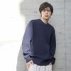 NAVY 軽量クルーネックニット メンズ