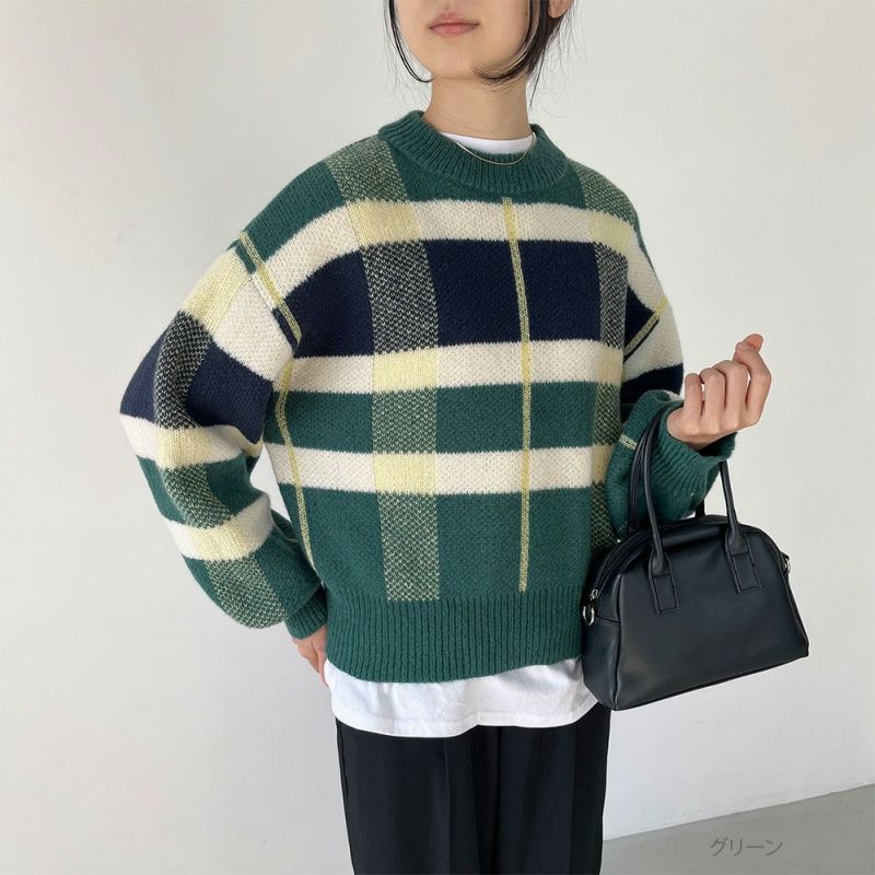 GOOD CREW チェックニットプルオーバー レディース商品画像-6
