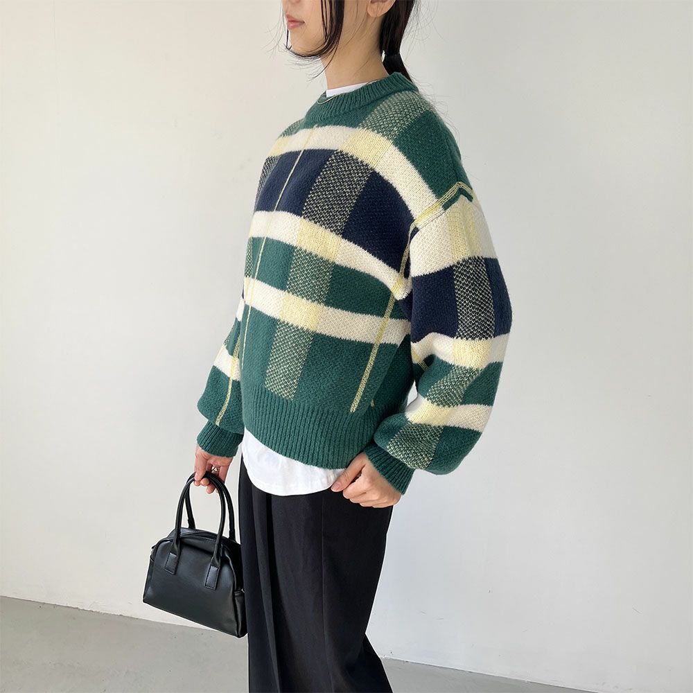 GOOD CREW チェックニットプルオーバー レディース