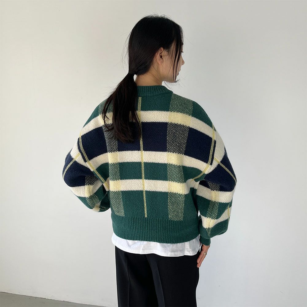 GOOD CREW チェックニットプルオーバー レディース