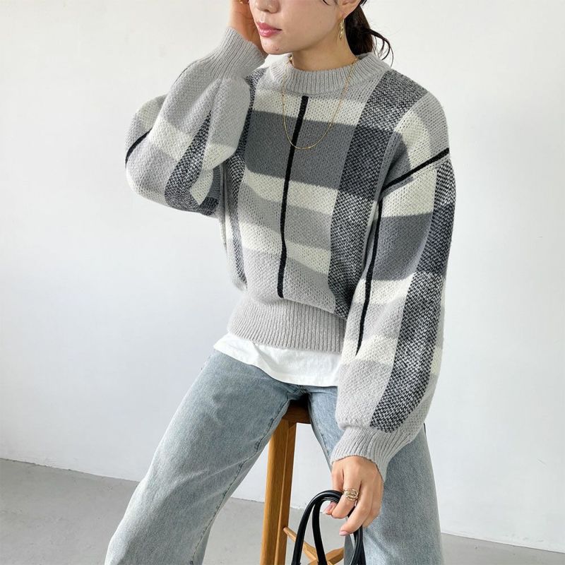 GOOD CREW チェックニットプルオーバー レディース商品画像-12