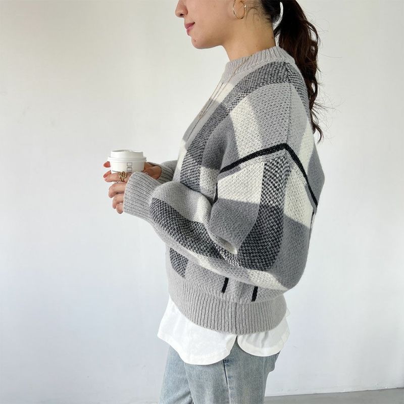 GOOD CREW チェックニットプルオーバー レディース商品画像-13