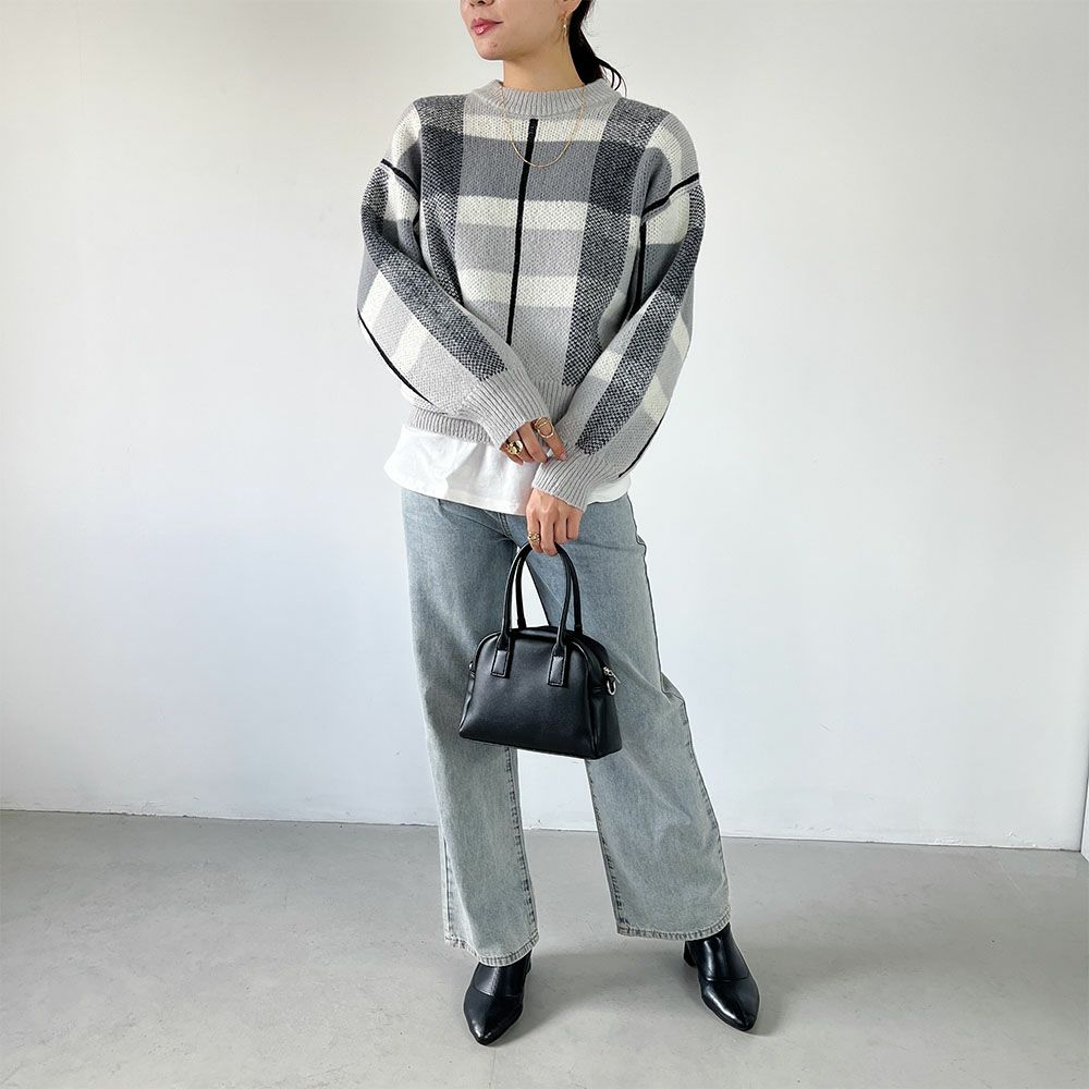 GOOD CREW チェックニットプルオーバー レディース