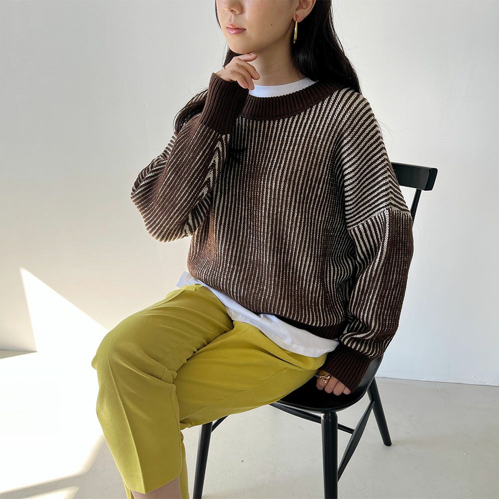 GOOD CREW 畦編みストライププルオーバー レディース