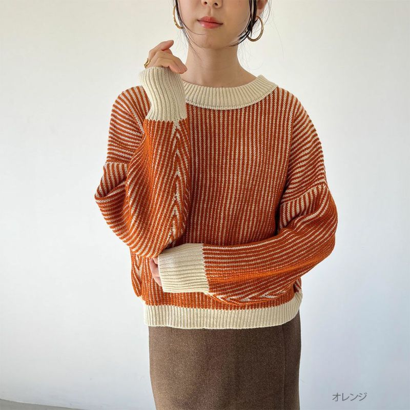 GOOD CREW 畦編みストライププルオーバー レディース商品画像-6