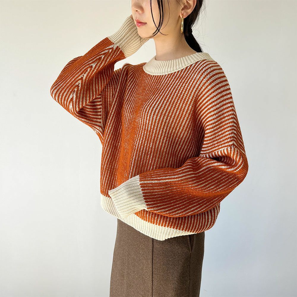 GOOD CREW 畦編みストライププルオーバー レディース