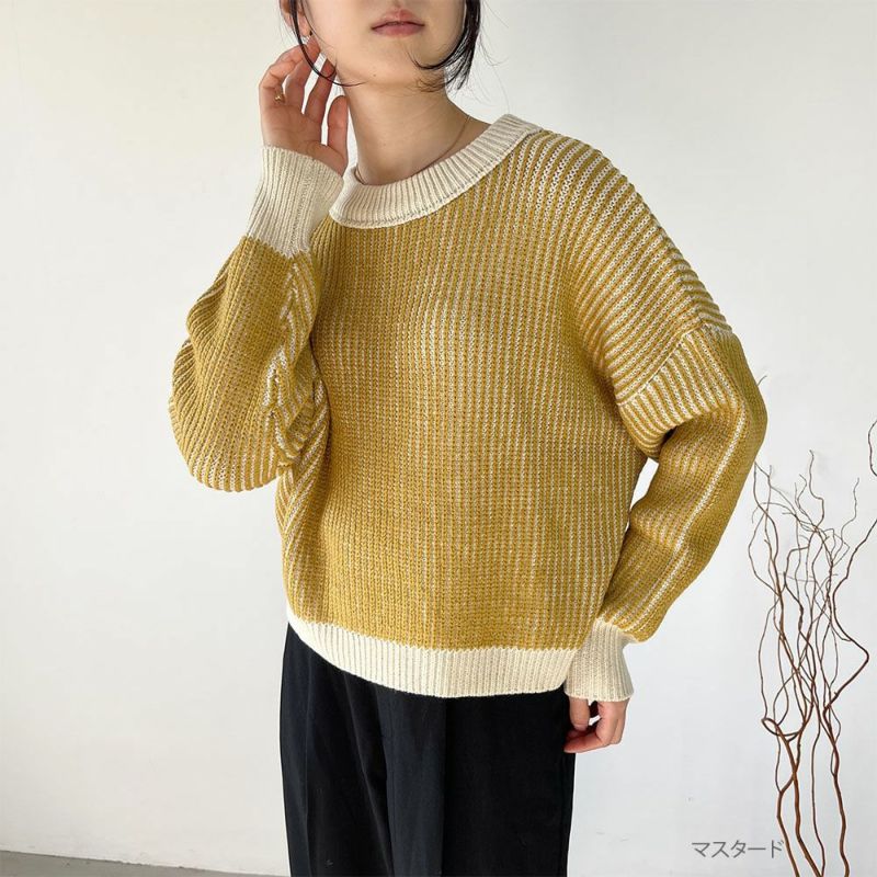 GOOD CREW 畦編みストライププルオーバー レディース商品画像-11