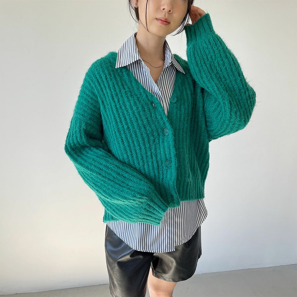 GOOD CREW 畦編みVネックカーディガン レディース