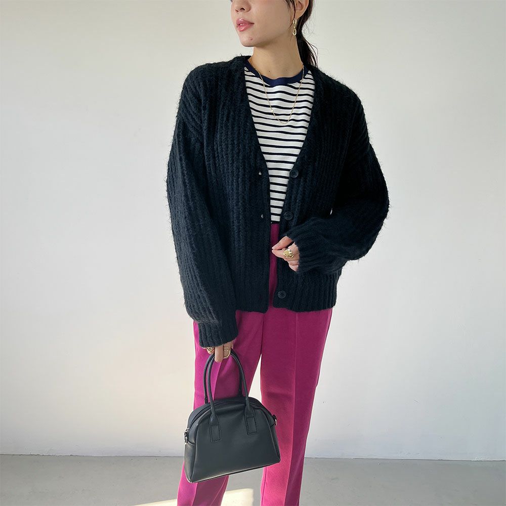 GOOD CREW 畦編みVネックカーディガン レディース