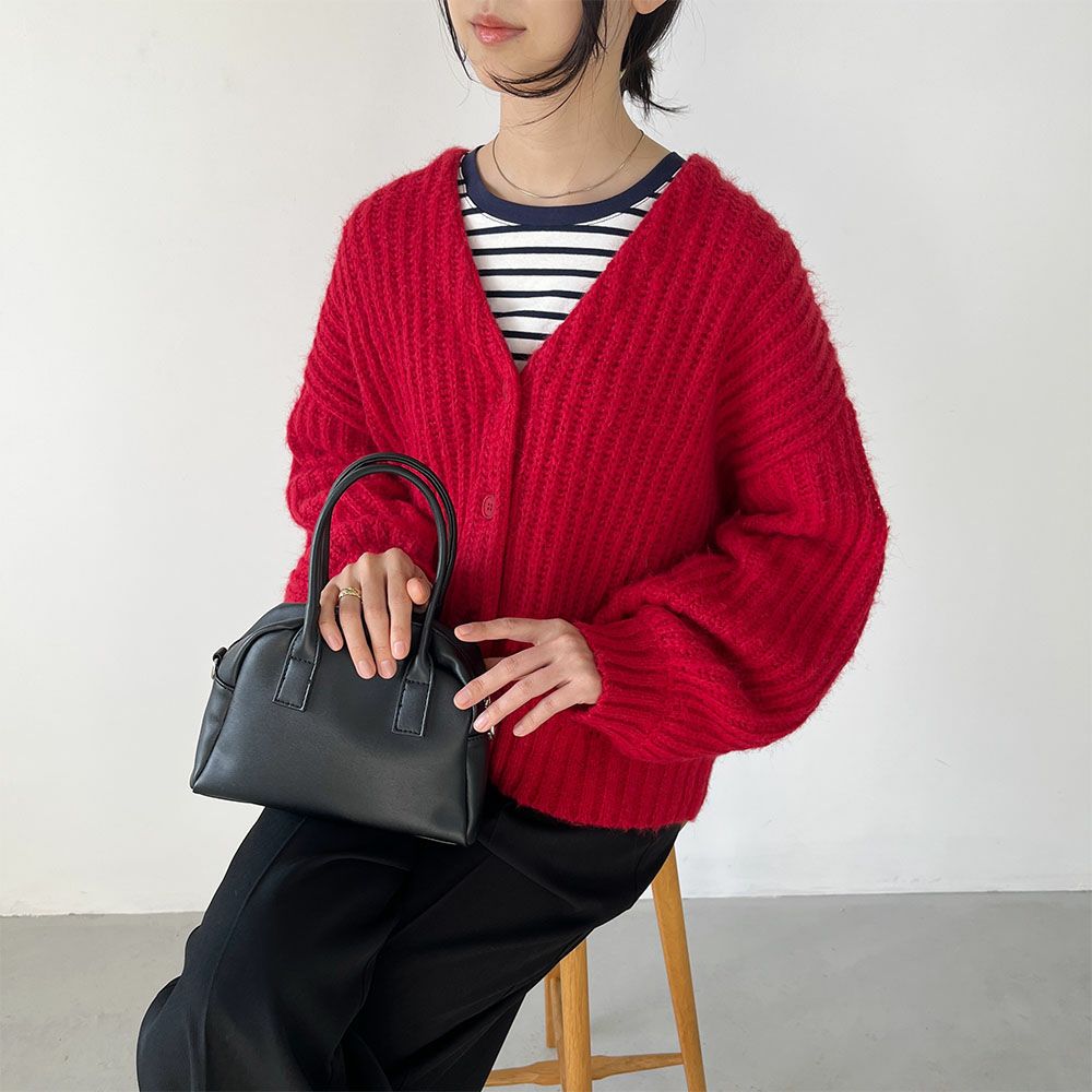 GOOD CREW 畦編みVネックカーディガン レディース