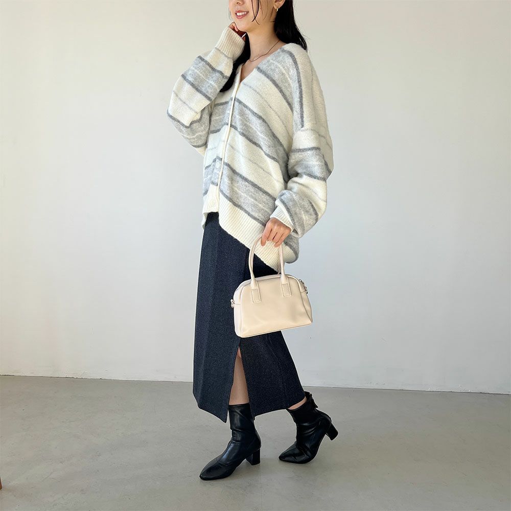 GOOD CREW ふわもちボーダー柄カーディガン レディース