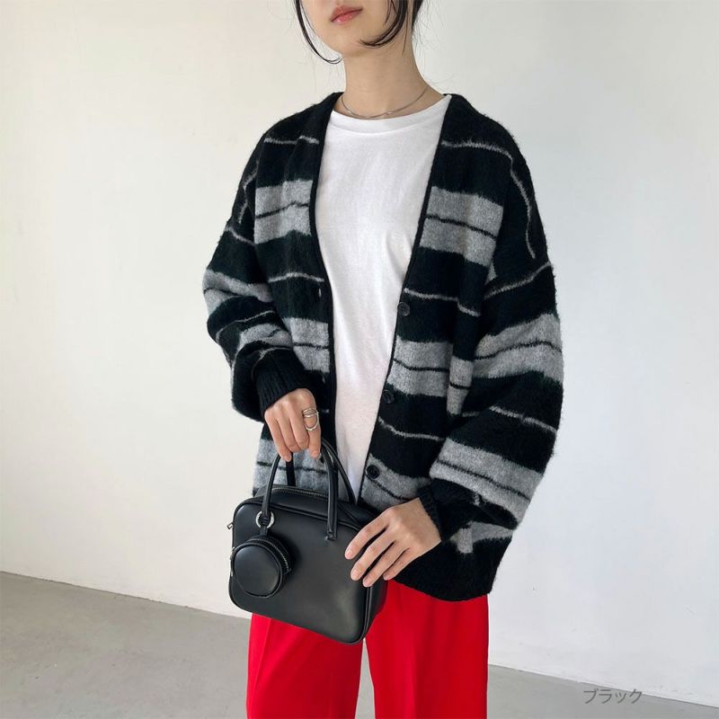 GOOD CREW ふわもちボーダー柄カーディガン レディース商品画像-6