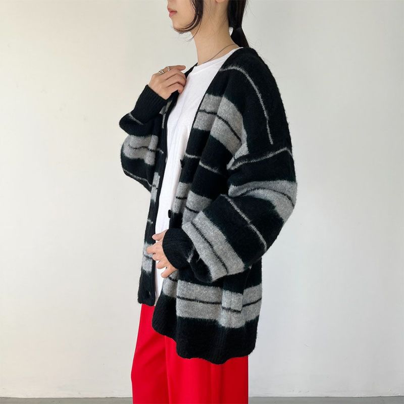 GOOD CREW ふわもちボーダー柄カーディガン レディース商品画像-7