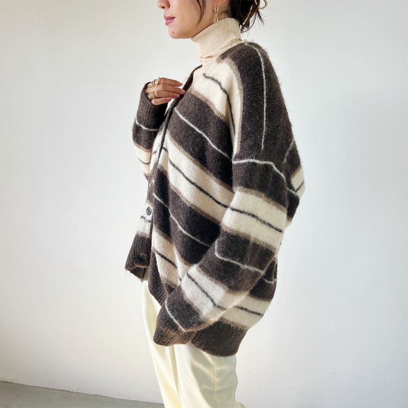 GOOD CREW ふわもちボーダー柄カーディガン レディース商品画像-13