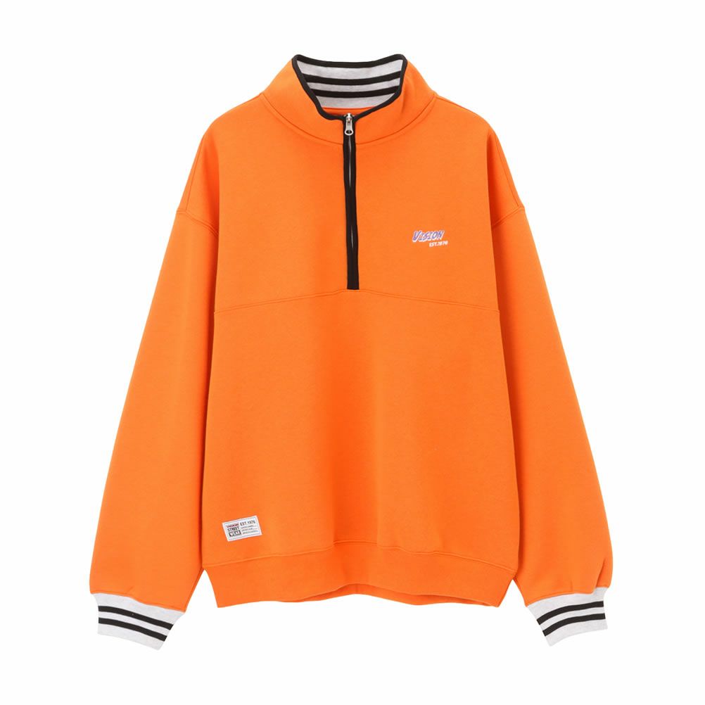 VISION STREET WEAR 裏起毛スタンドカラーハーフジップトレーナー メンズ