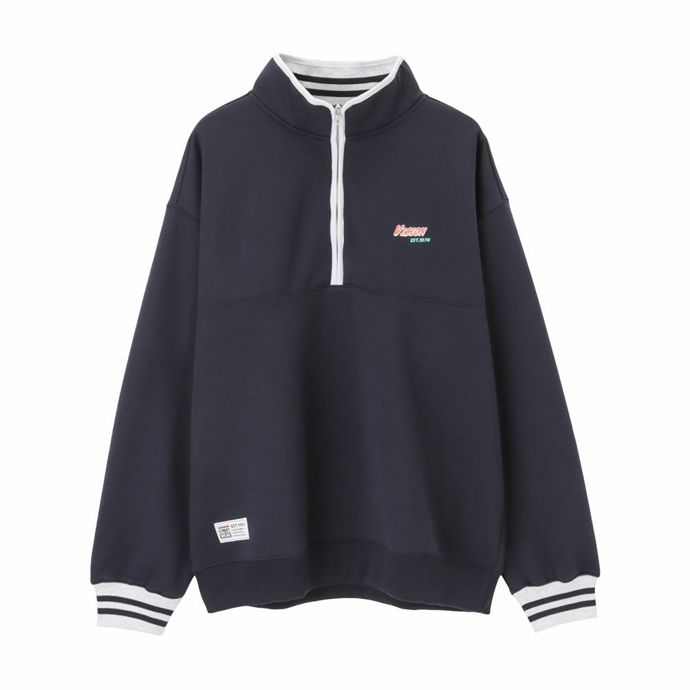 VISION STREET WEAR 裏起毛スタンドカラーハーフジップトレーナー メンズ
