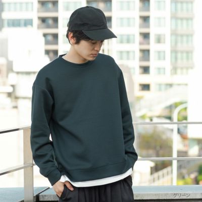 URBAN COLLECTION ポンチ素材 レイヤードクルーネックトレーナー メンズ