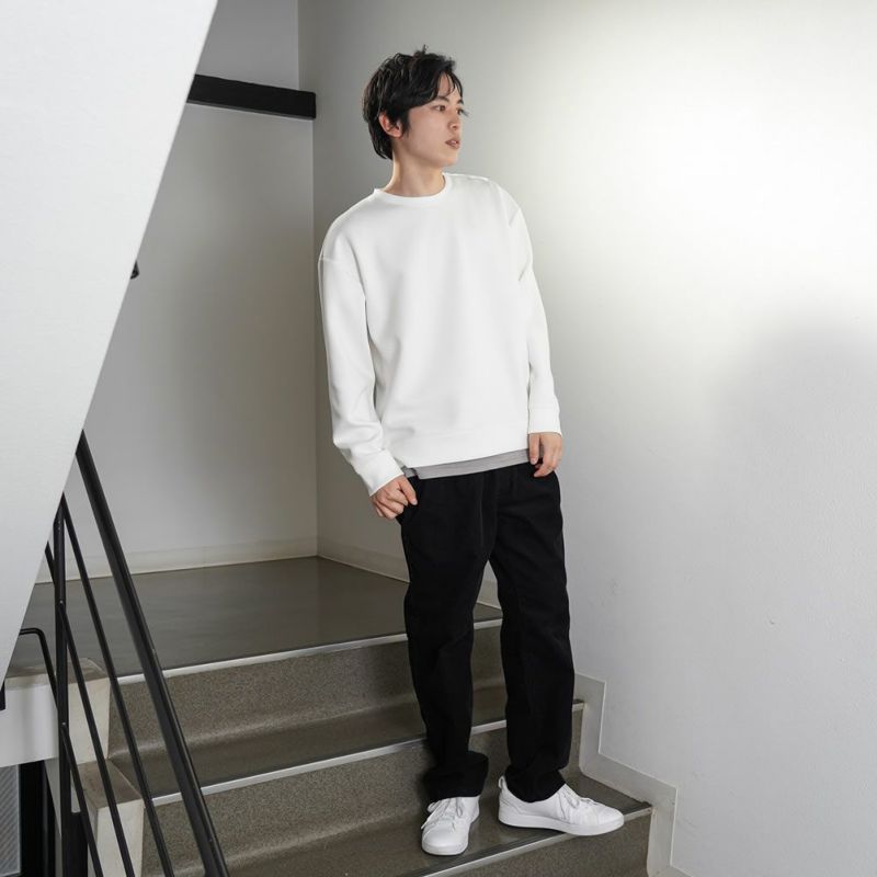 URBAN COLLECTION ポンチ素材 レイヤードクルーネックトレーナー メンズ