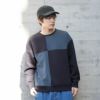 URBAN COLLECTION ポンチ素材 異素材ブロッキングトレーナー メンズ