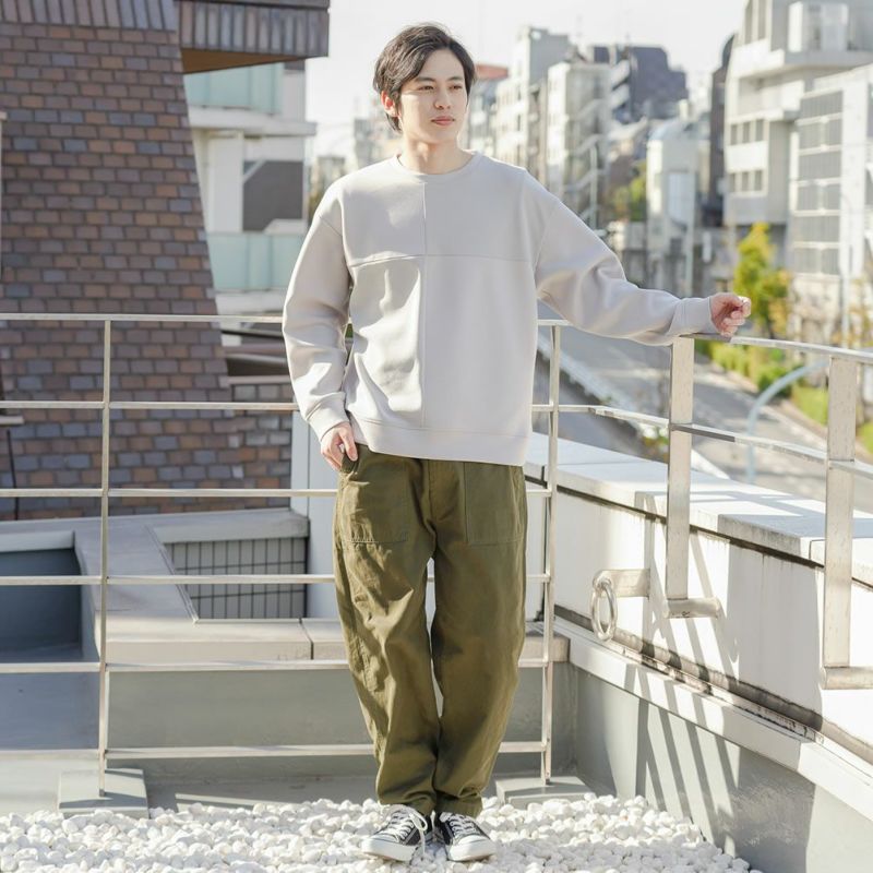 URBAN COLLECTION ポンチ素材 異素材ブロッキングトレーナー メンズ商品画像-5