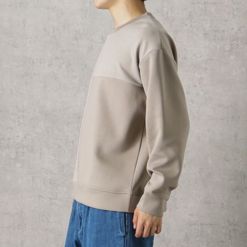 URBAN COLLECTION ポンチ素材 異素材ブロッキングトレーナー メンズ商品画像-8