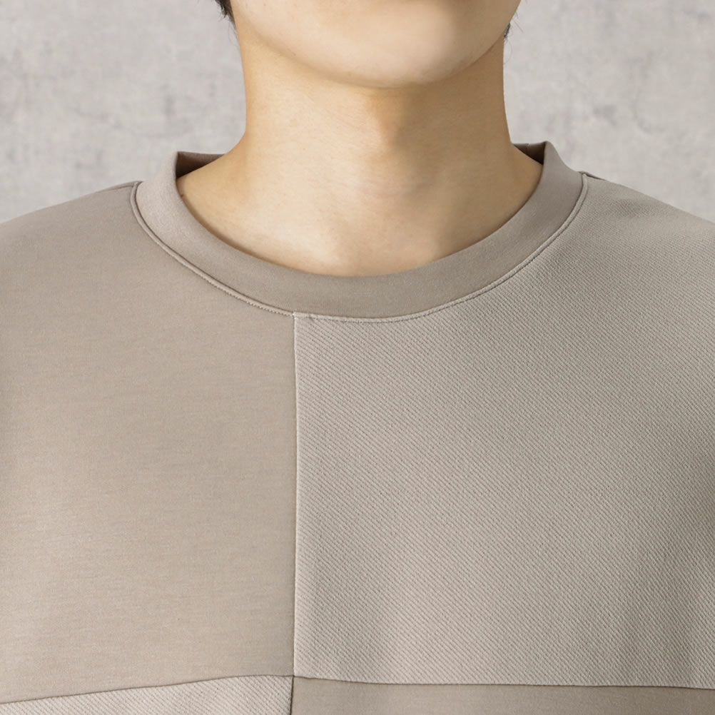 URBAN COLLECTION ポンチ素材 異素材ブロッキングトレーナー メンズ