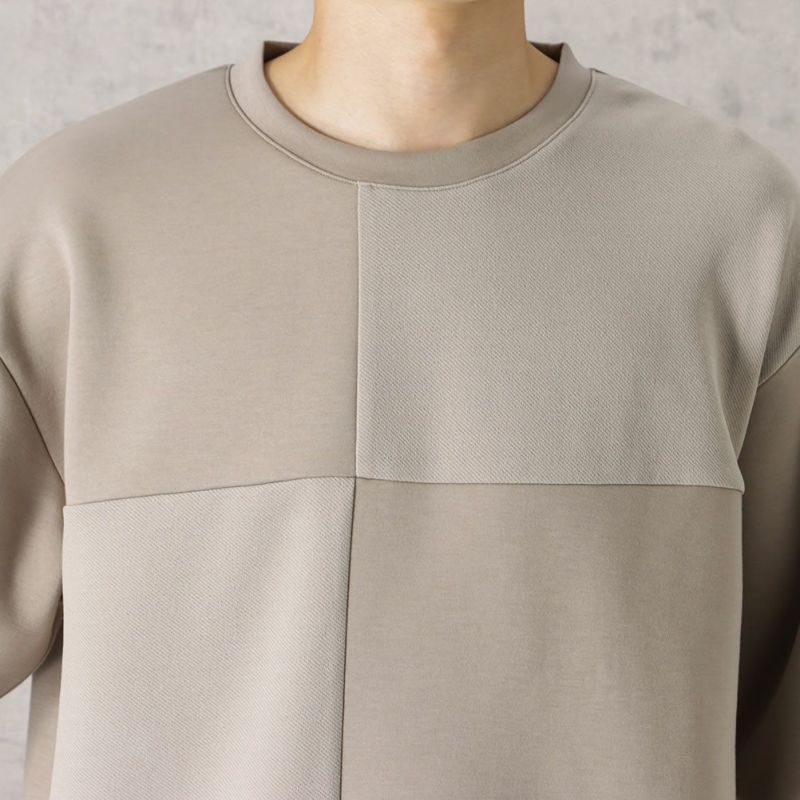 URBAN COLLECTION ポンチ素材 異素材ブロッキングトレーナー メンズ商品画像-14