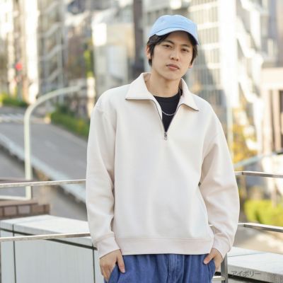 VISION STREET WEAR 裏起毛スタンドカラーハーフジップ