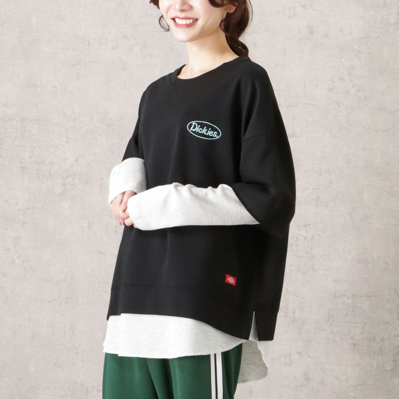 Dickies ミニ裏毛フェイクレイヤードロングスリーブTシャツ レディース