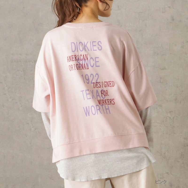 Dickies ミニ裏毛フェイクレイヤードロングスリーブTシャツ レディース