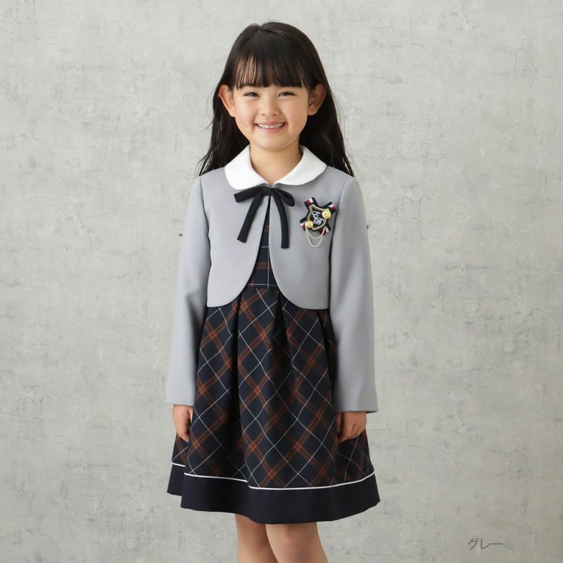 【オンラインストア限定】EASTBOY  女児入学スーツ ボレロワンピース チェック柄 2点セット キッズ商品画像-2