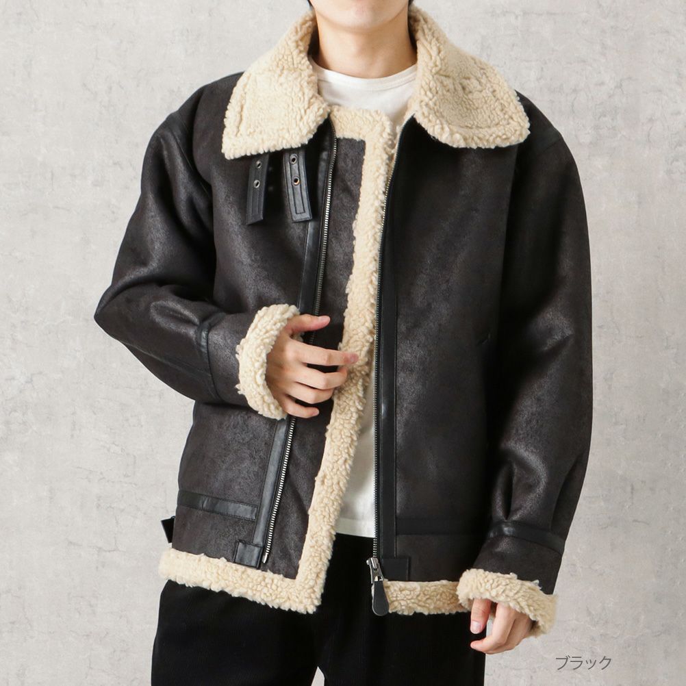 ALPHA B-3 フェイクムートンジャケット メンズ 