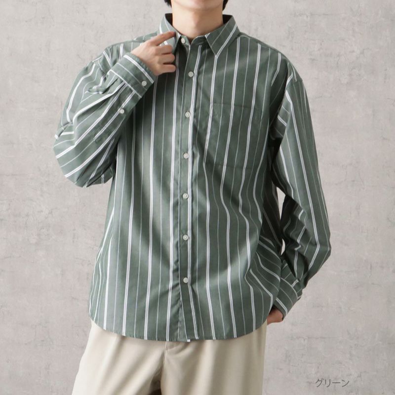 NAVY オーバーストライプシャツ メンズ商品画像-1