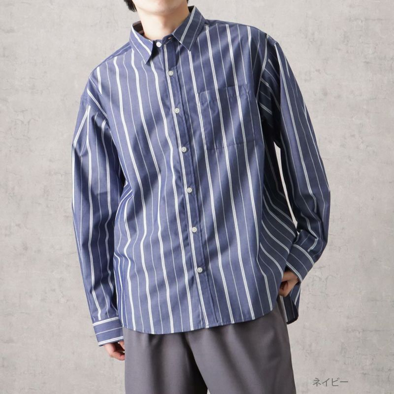 NAVY オーバーストライプシャツ メンズ商品画像-6