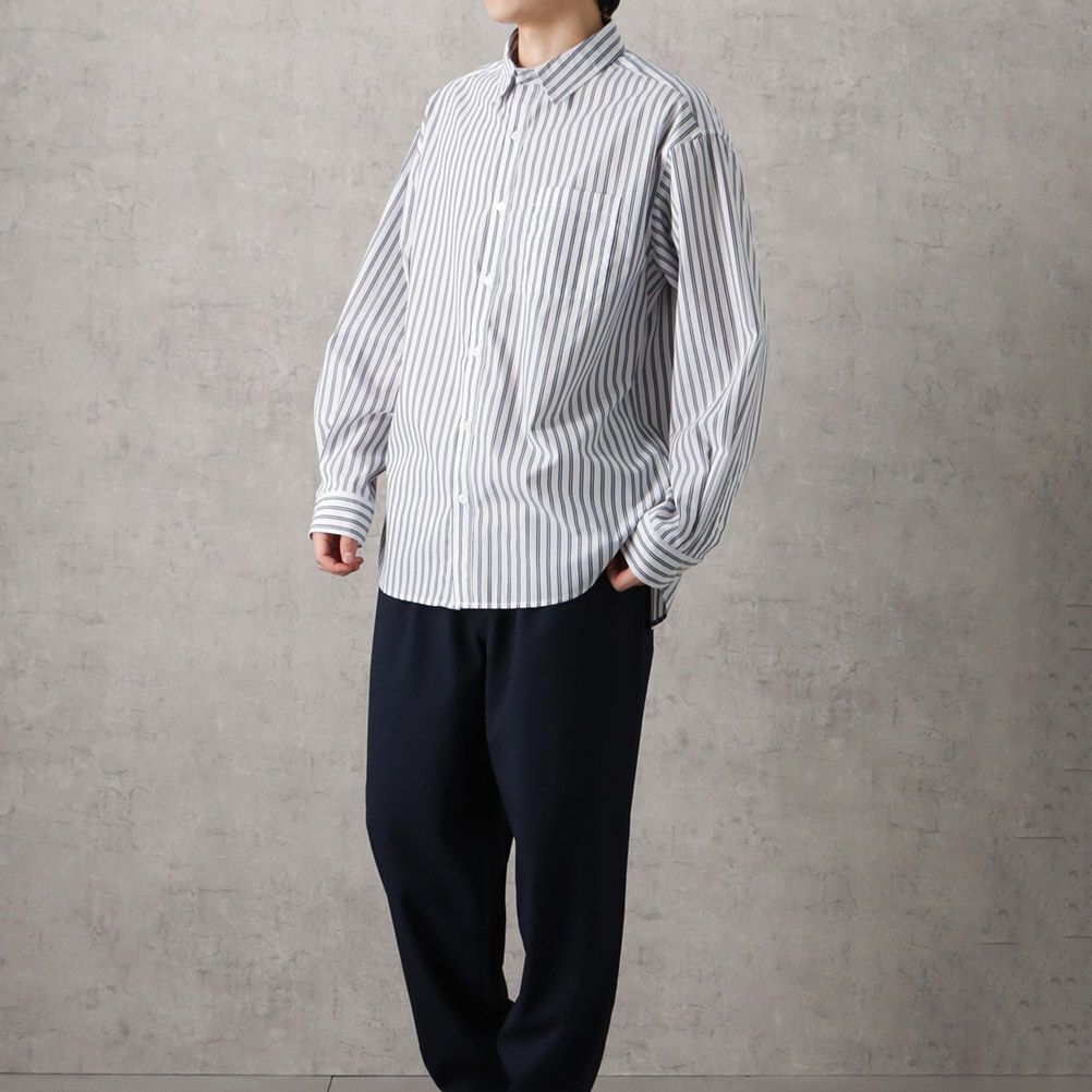 NAVY オーバーストライプシャツ メンズ