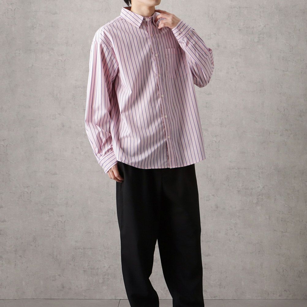 NAVY オーバーストライプシャツ メンズ