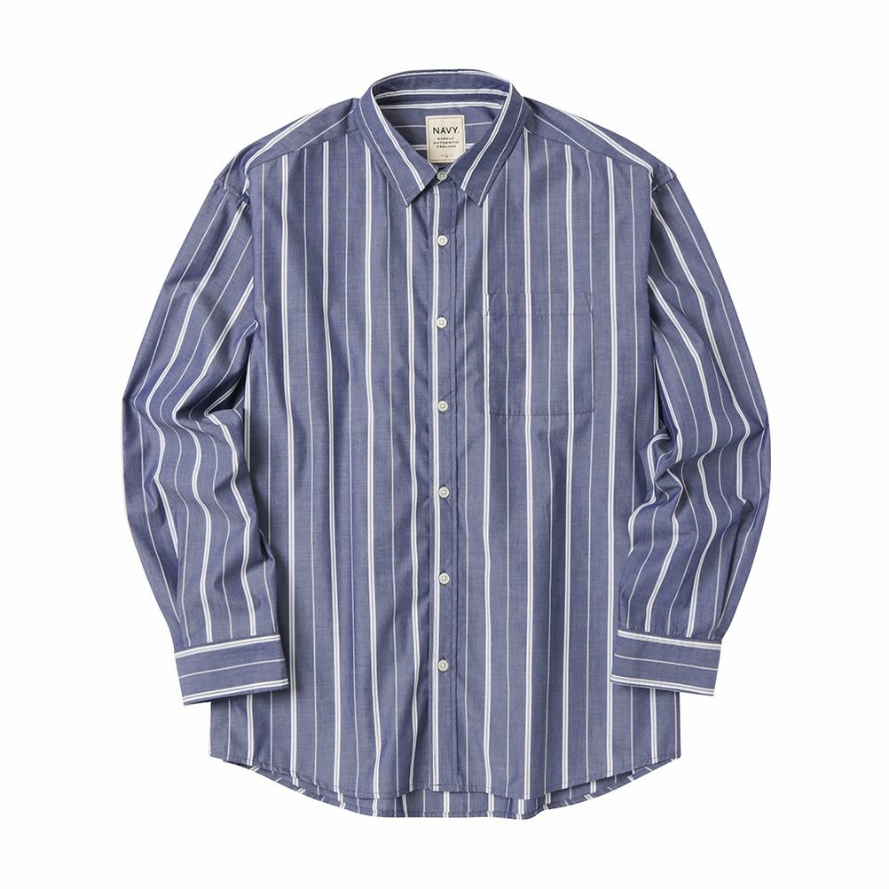 NAVY オーバーストライプシャツ メンズ