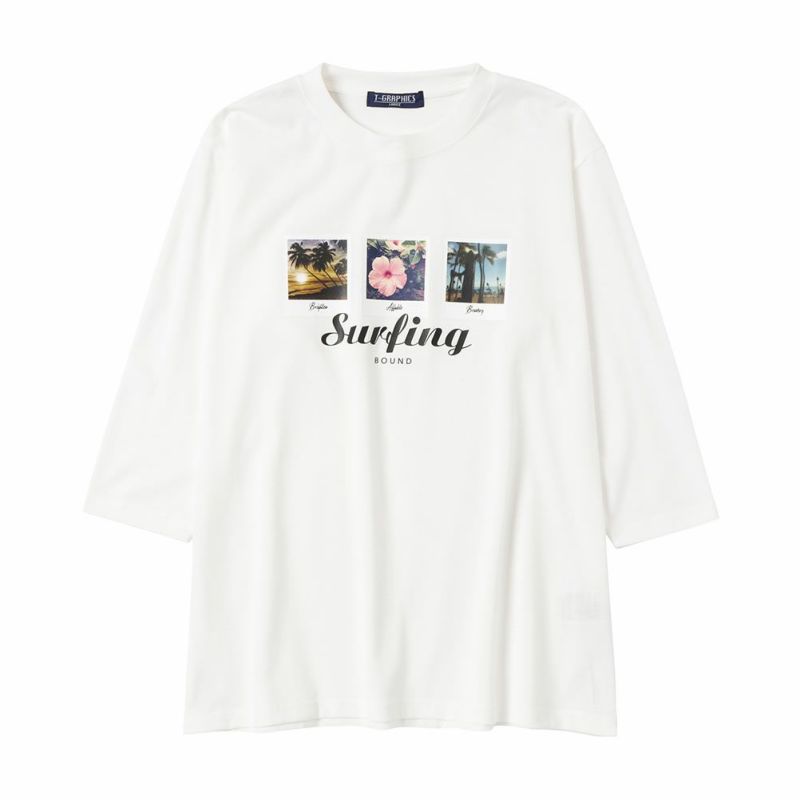 T-GRAPHICS 7分袖転写プリントTシャツ メンズ