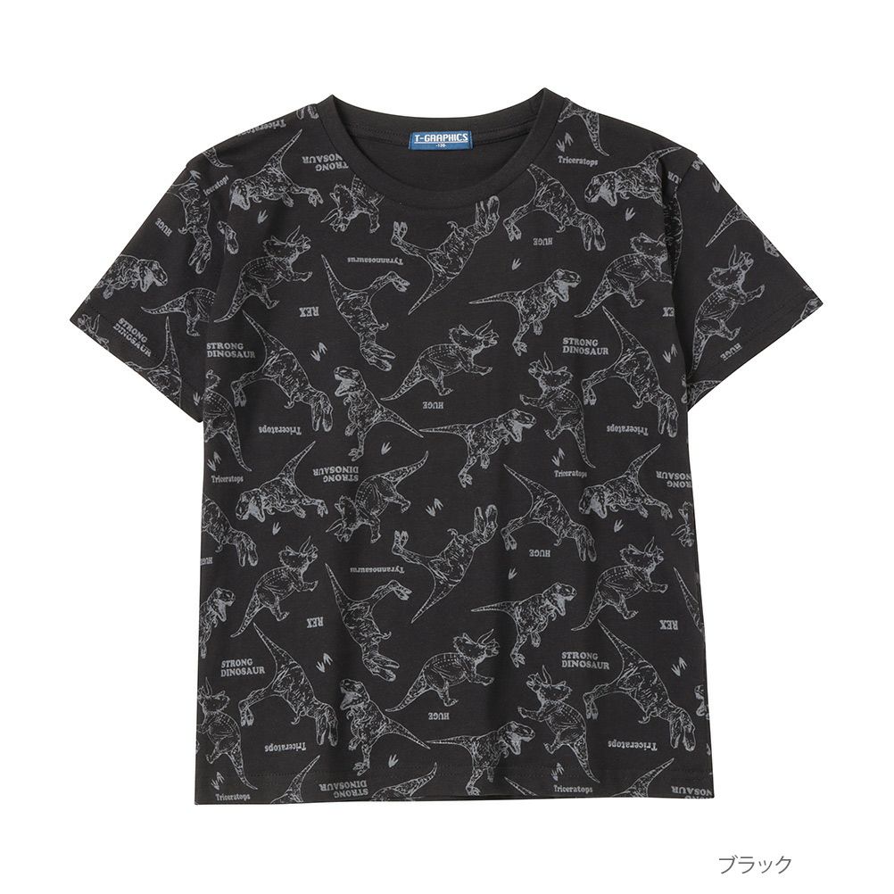 T-GRAPHICS 恐竜総柄半袖Tシャツ キッズ
