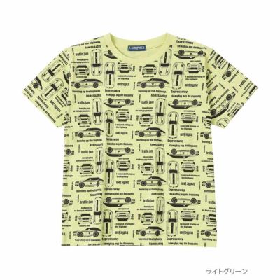 T-GRAPHICS レーシングカー総柄半袖Tシャツ キッズ ネコポス 対応商品