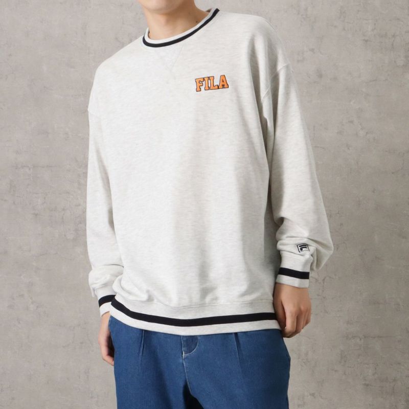 FILA ラインリブカレッジロゴトレーナー メンズ