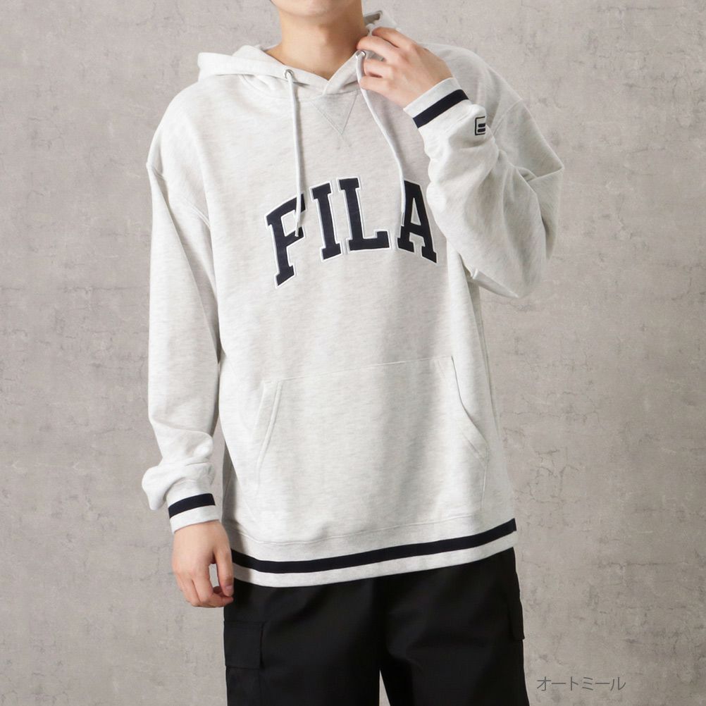 FILA ラインリブカレッジロゴパーカー メンズ