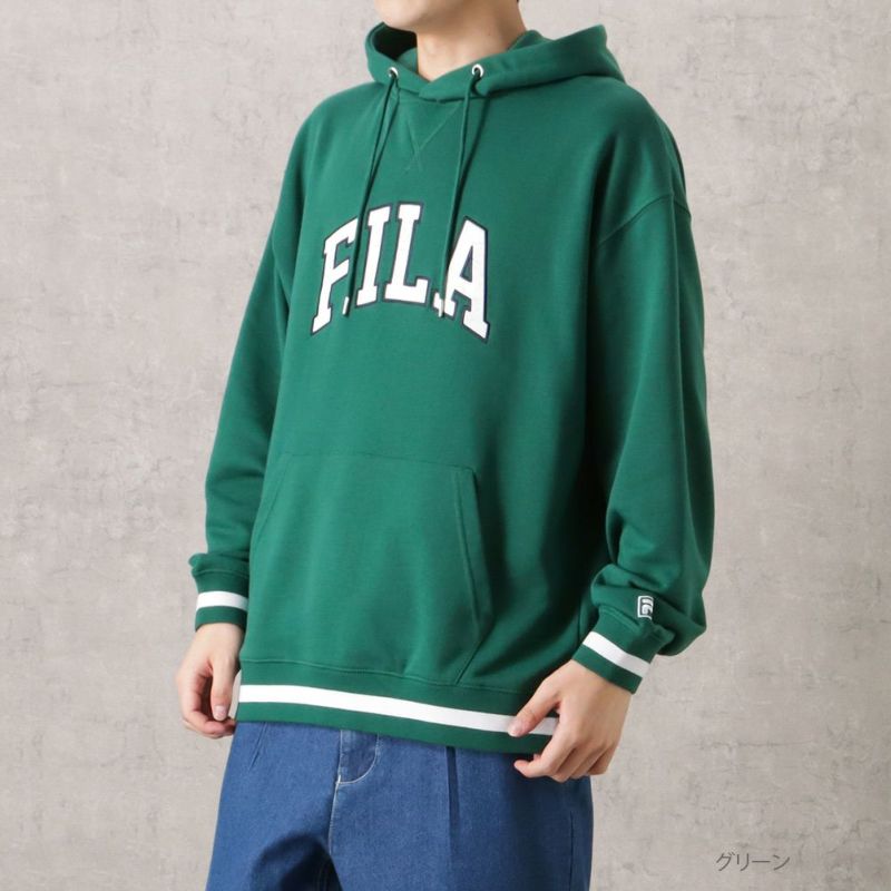 FILA ラインリブカレッジロゴパーカー メンズ