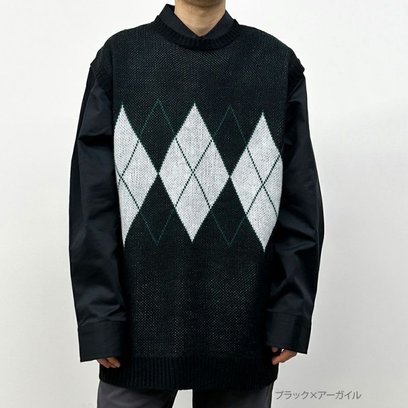 ジャガードニットベスト メンズ商品画像-1
