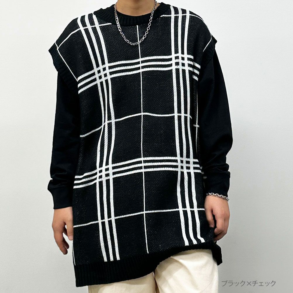 ジャガードニットベスト メンズ