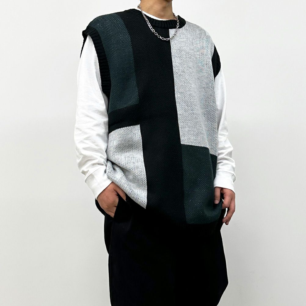 ジャガードニットベスト メンズ