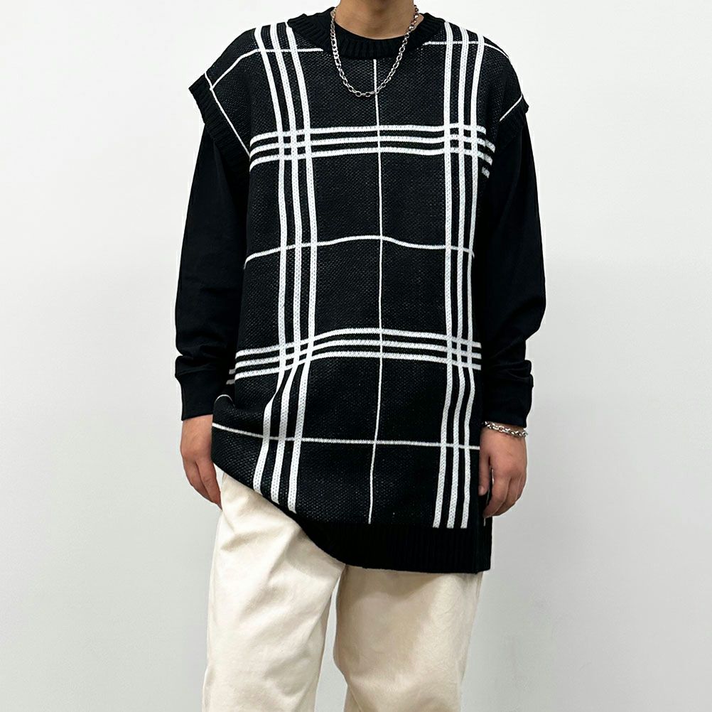 ジャガードニットベスト メンズ