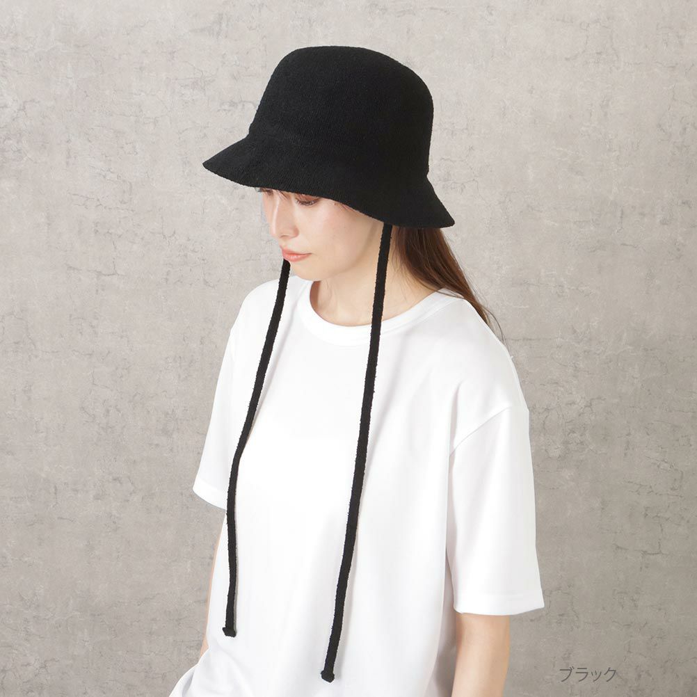 NAVY 紐付きブークレーサーモバケットハット レディース