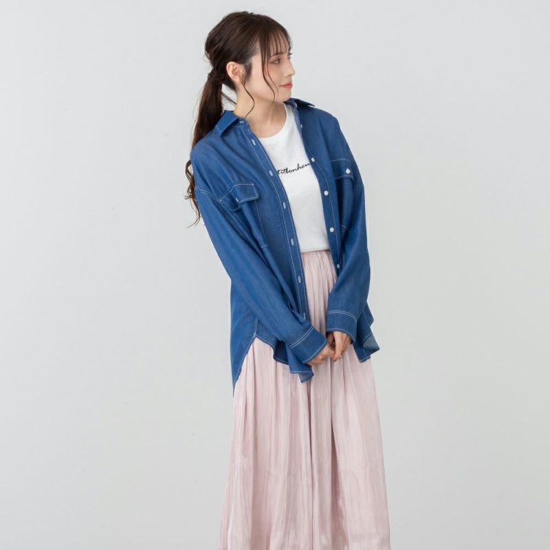 NAVY  リヨセルデニムセミワイドシャツ レディース商品画像-6